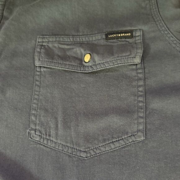 Lucky Brand Snap Front Western Utility Shirt Blue Long Sleeve Mens Size XL - Picture 4 of 13